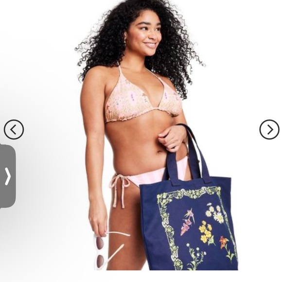 Target x Agua Bendita plus size triangle pink floral striped bikini set - Picture 13 of 16